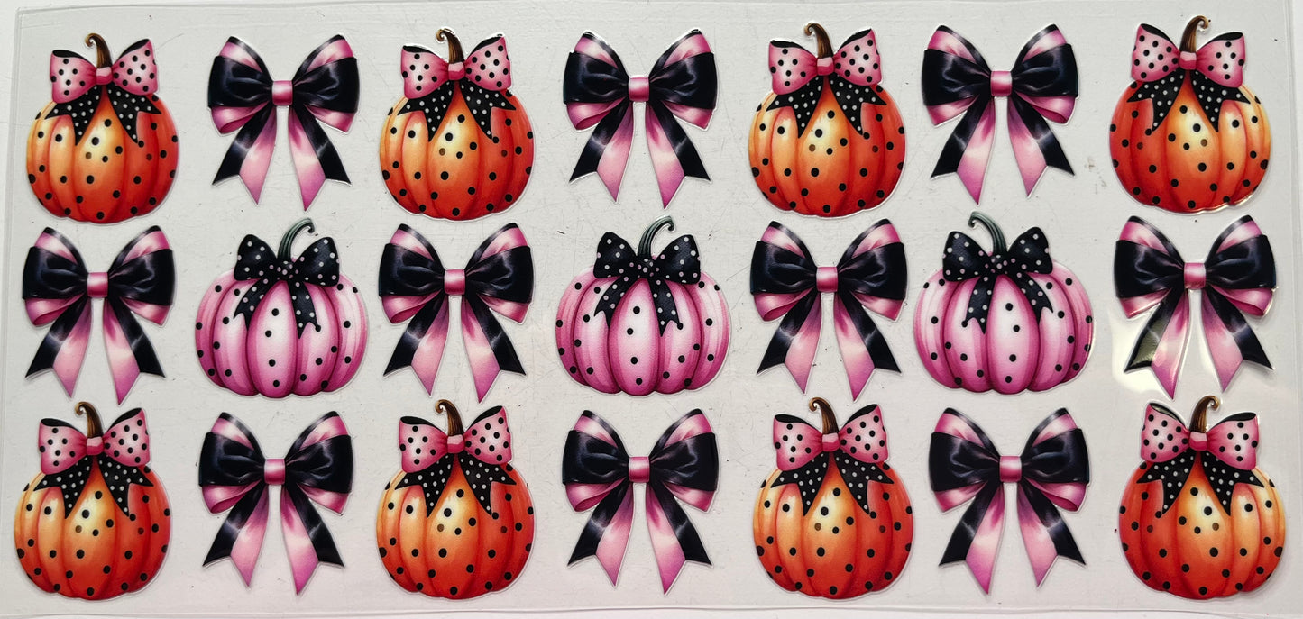 Polkadot Pumpkins With Pink & Black Bows