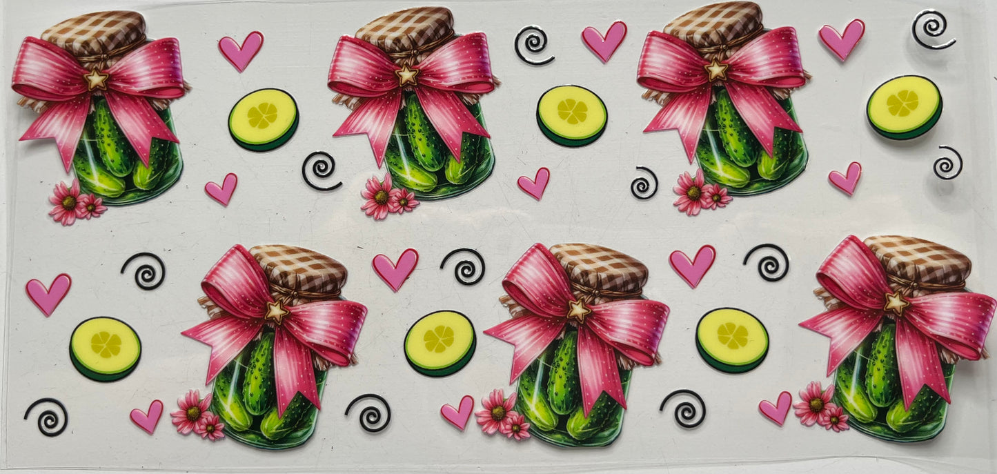 Pickle Jar With Bows Checkered To