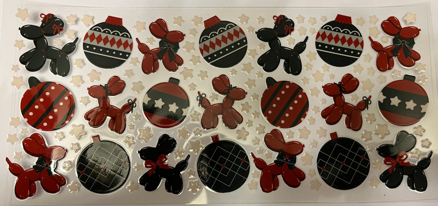 Red & Grey Balloon Dog Ornaments