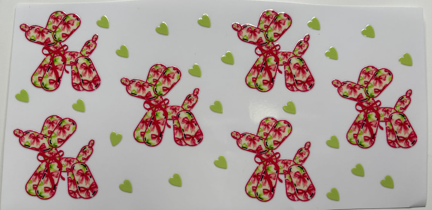Balloon Dog Pink and Green Bows