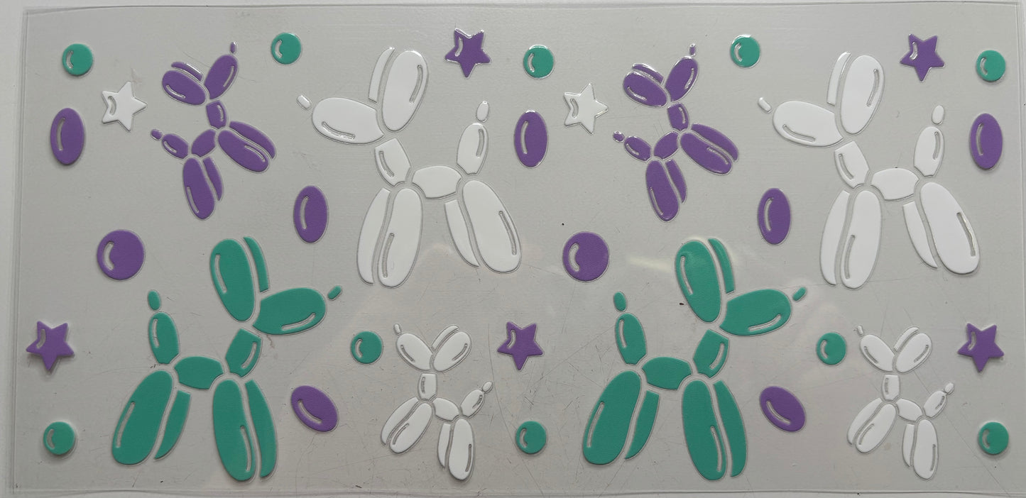 Teal, Purple and White Balloon Dog