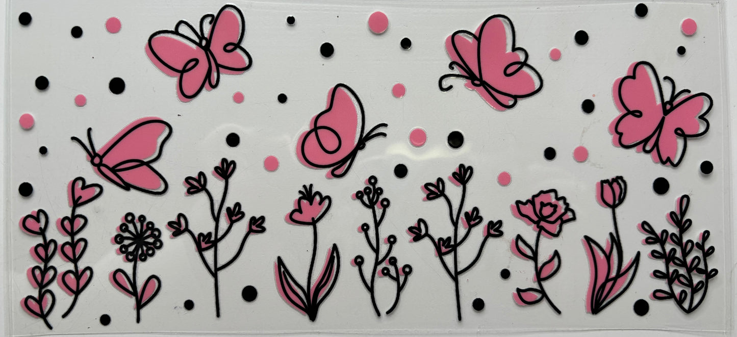 Pink Butterflies and Flowers
