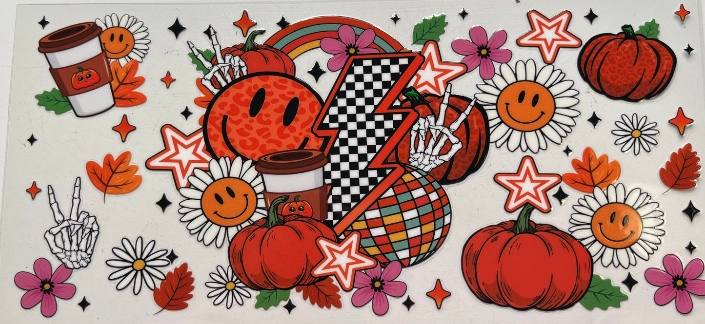 Smiley Face Daisies & Pumpkins Fall Vibes