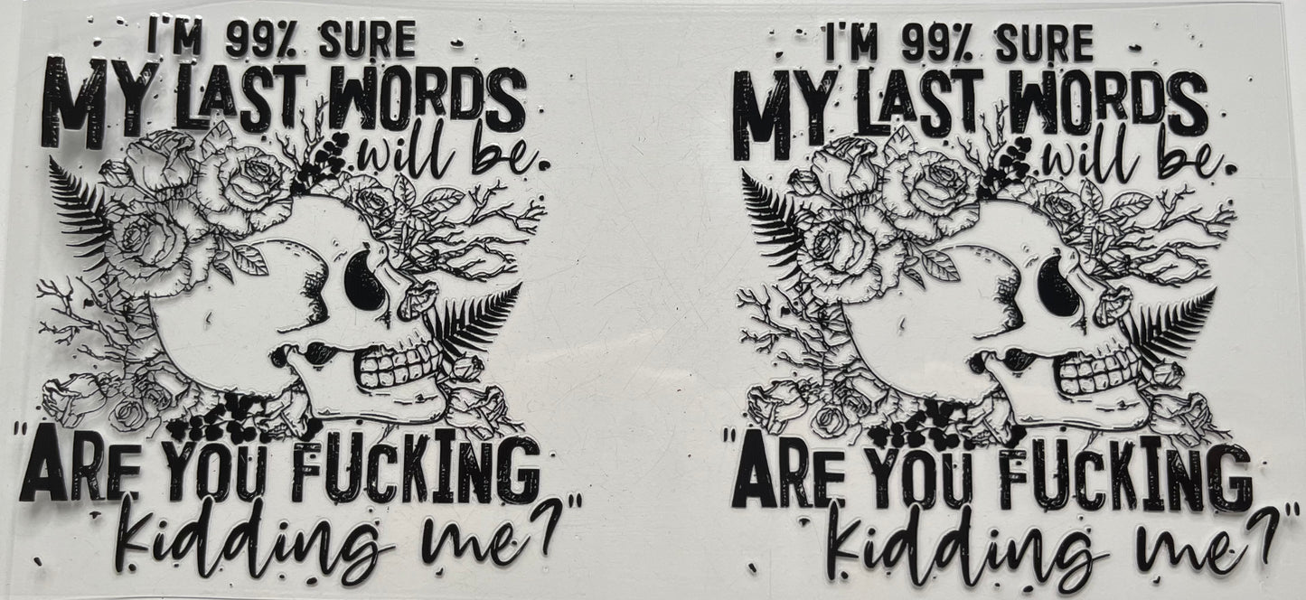 My Last Words Will Be Are You F**king Kidding Me