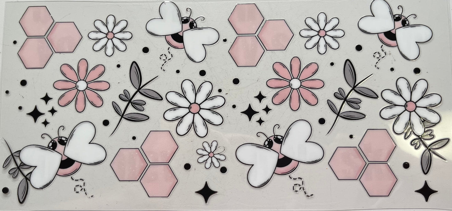 Neutral Color Bees Honeycomb & Flowers