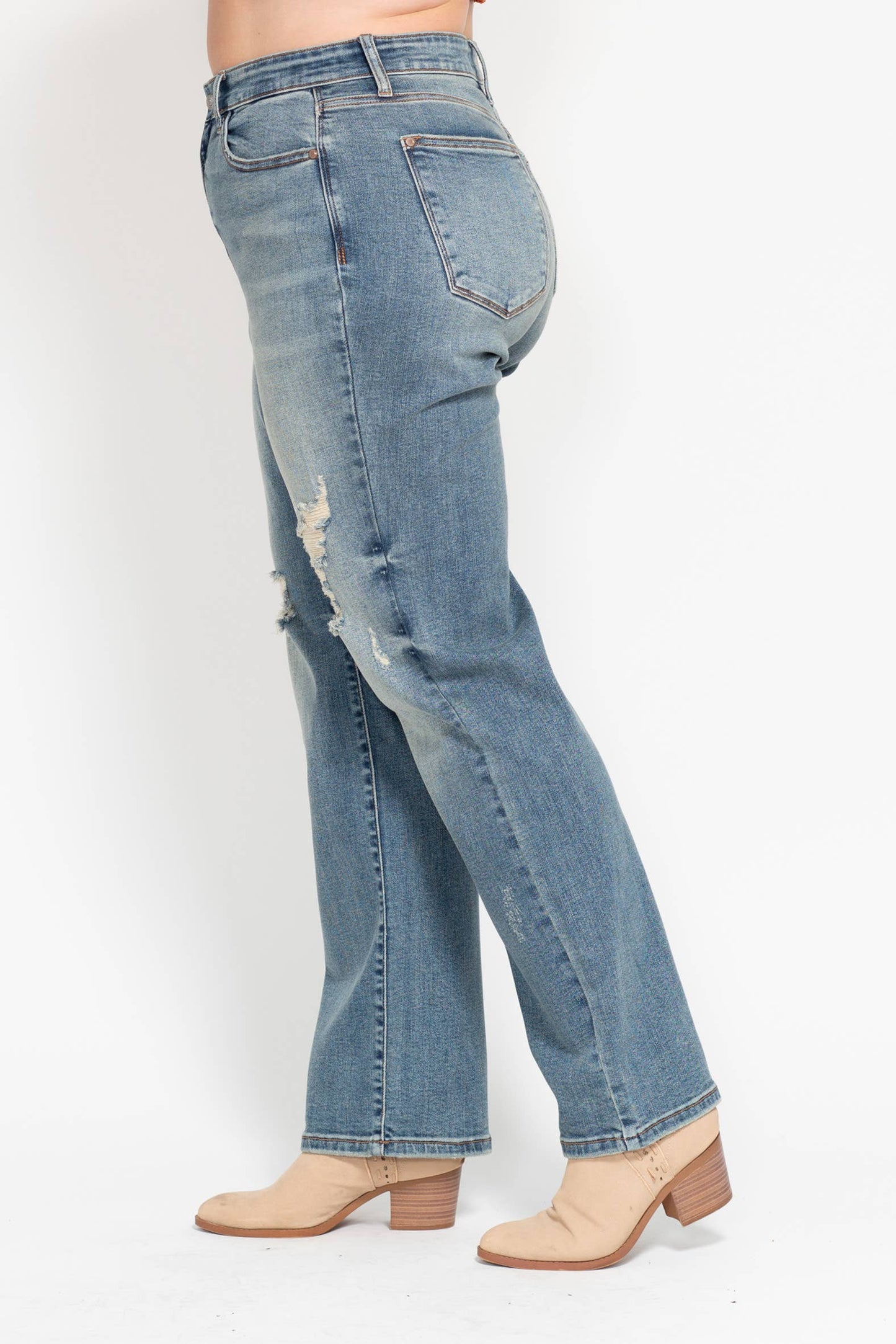 Judy Blue High Waisted Dad Straight Jean- PLUS