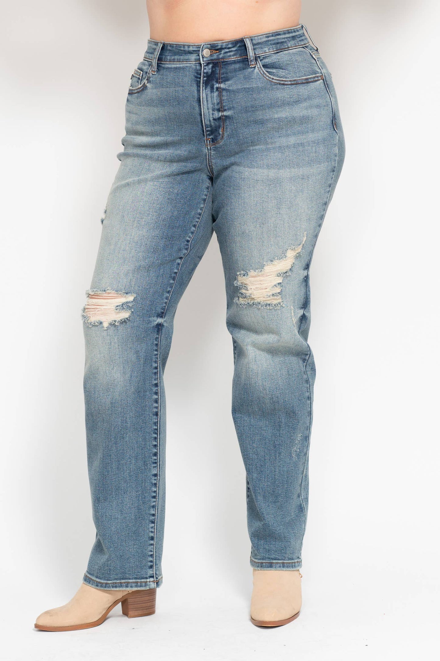 Judy Blue High Waisted Dad Straight Jean- PLUS