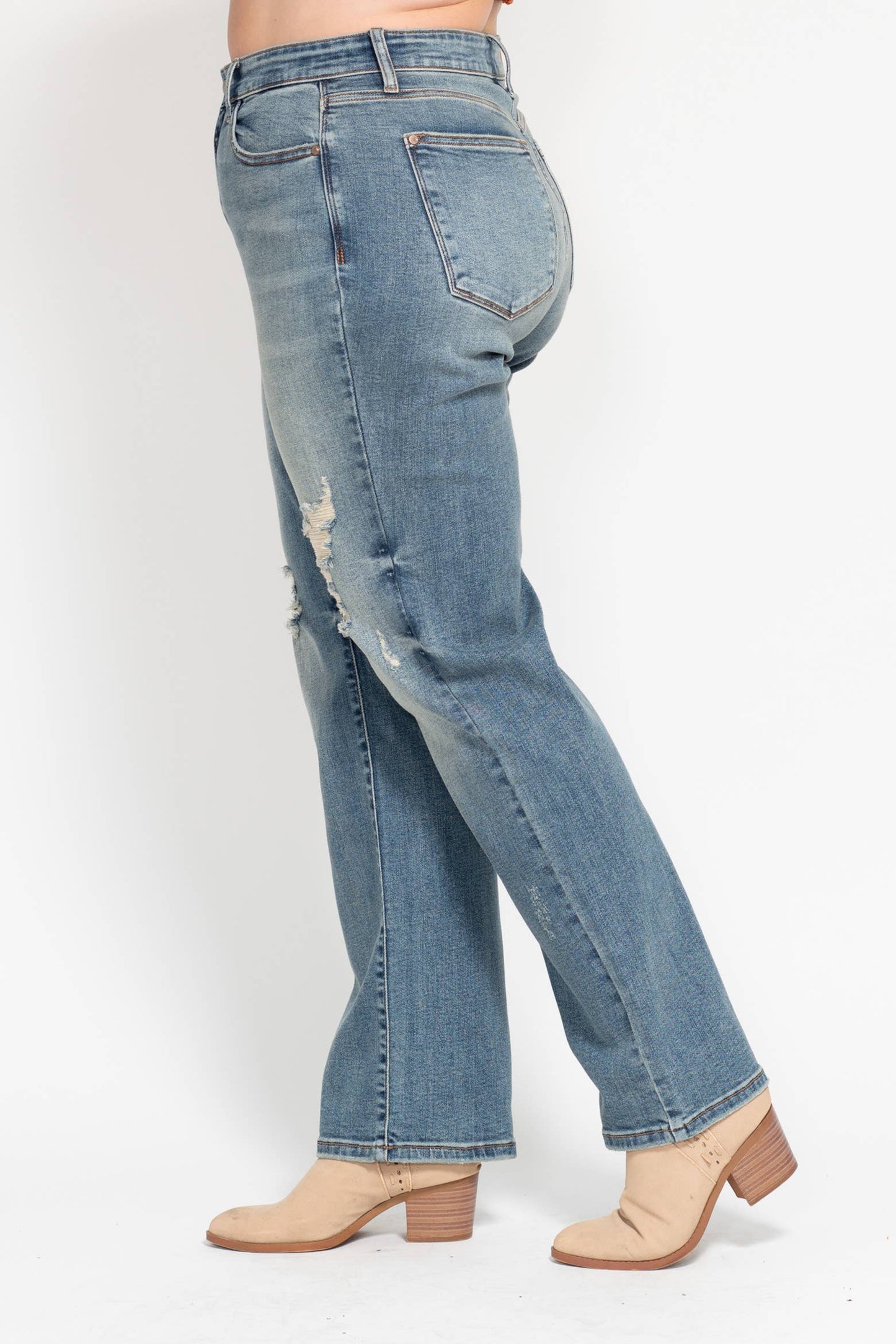 Judy Blue High Waisted Dad Straight Jean- PLUS
