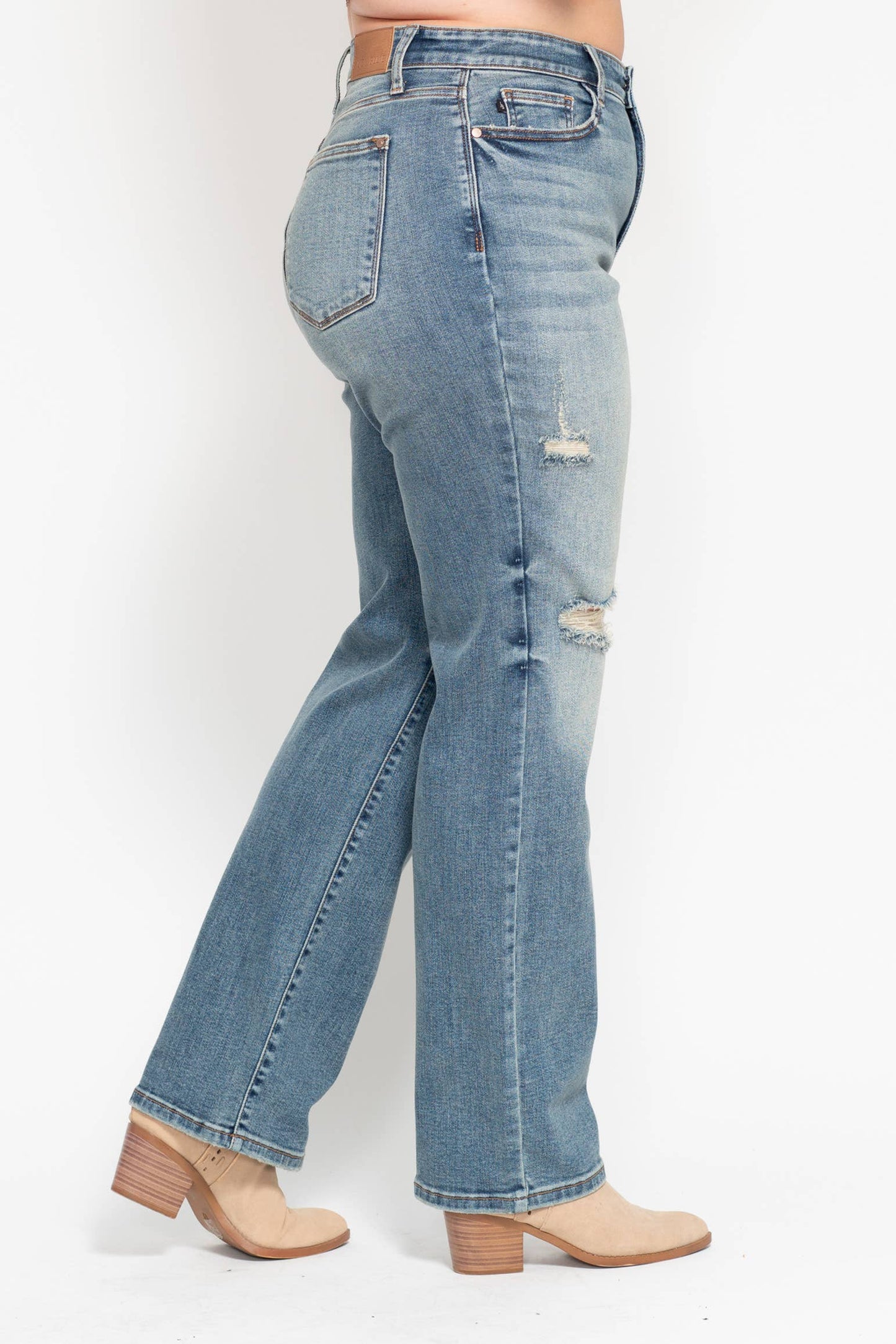 Judy Blue High Waisted Dad Straight Jean- PLUS