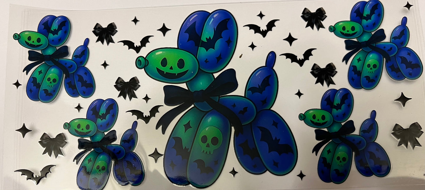 Blue-Green Bats & Bow Balloon Dog