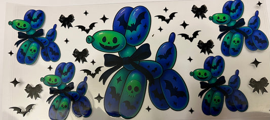 Blue-Green Bats & Bow Balloon Dog