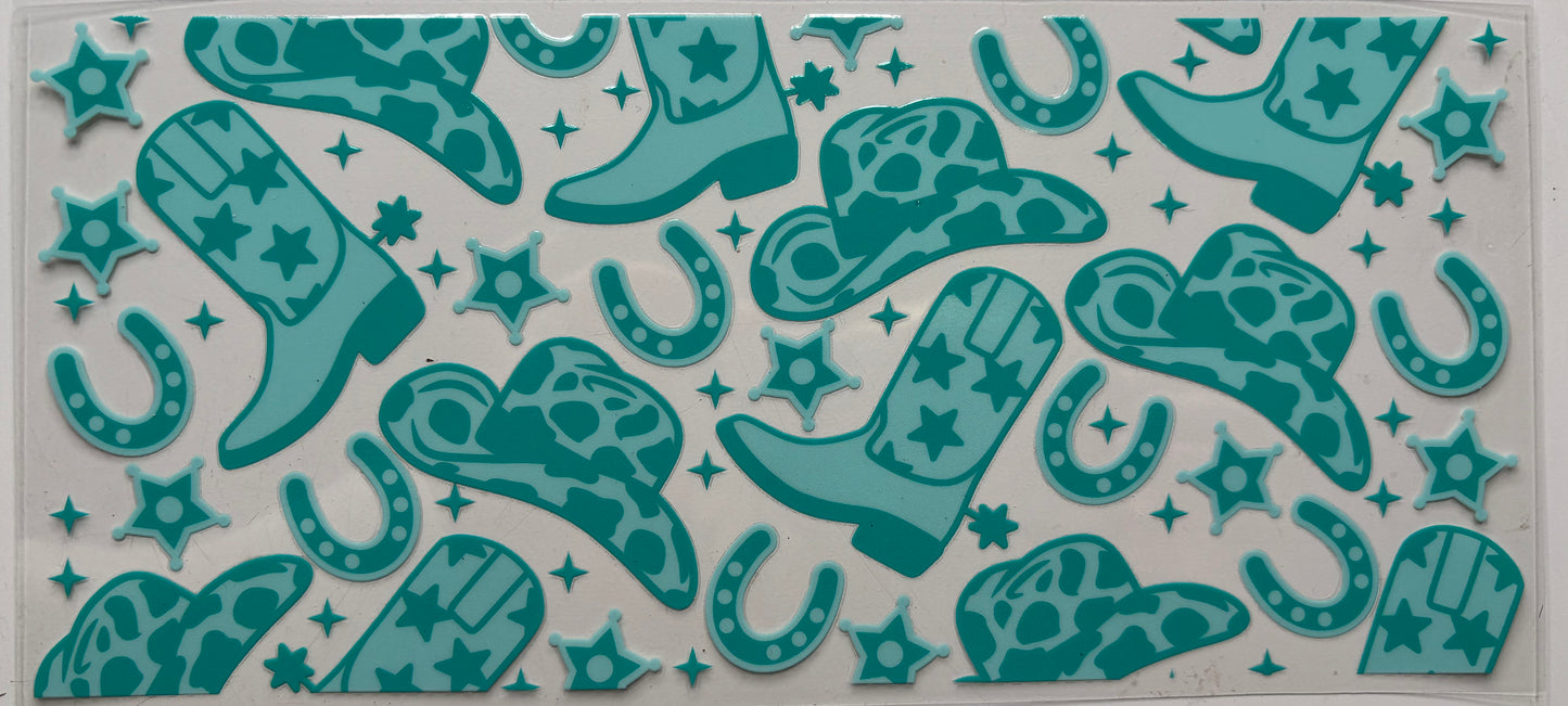 Teal Western Hats and Boots
