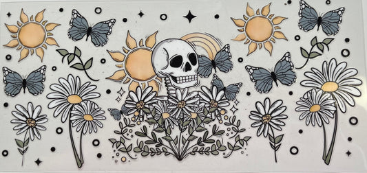 Skeleton in Flowers and Butterflies