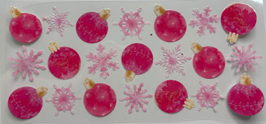 Pink Ornaments and Snow Flakes
