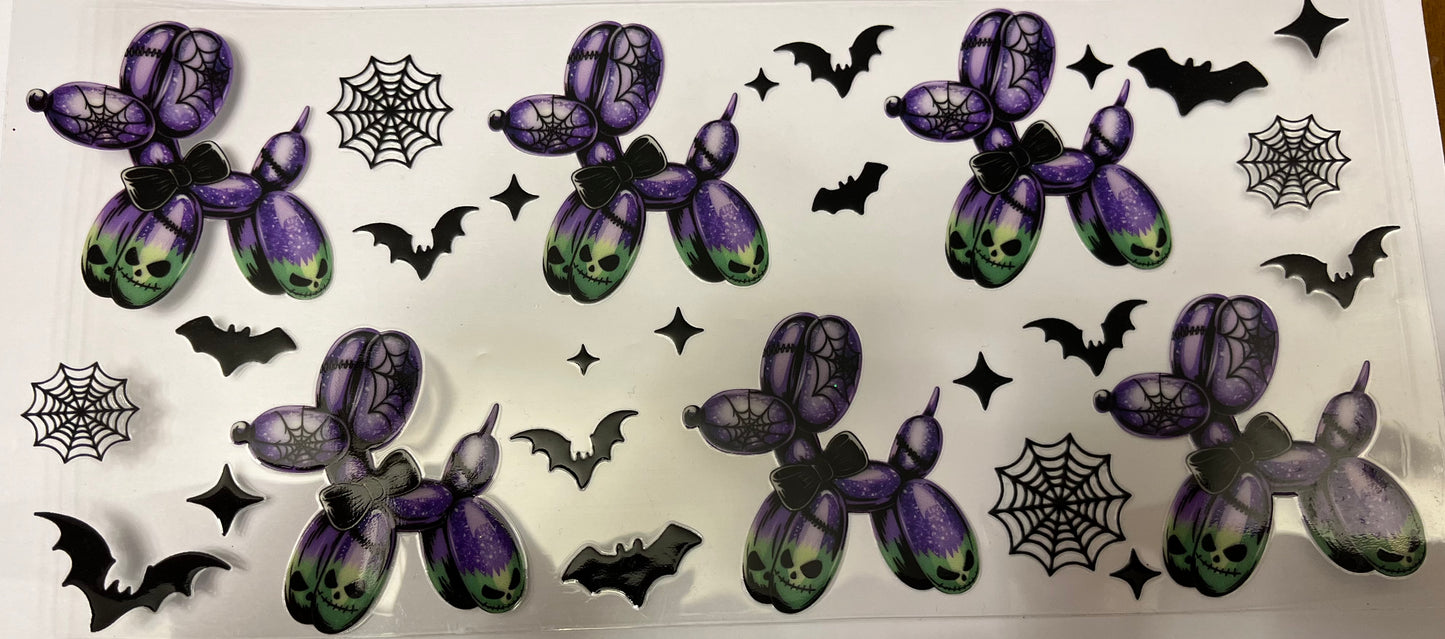 Purple & Green Bats and Web Balloon Dog