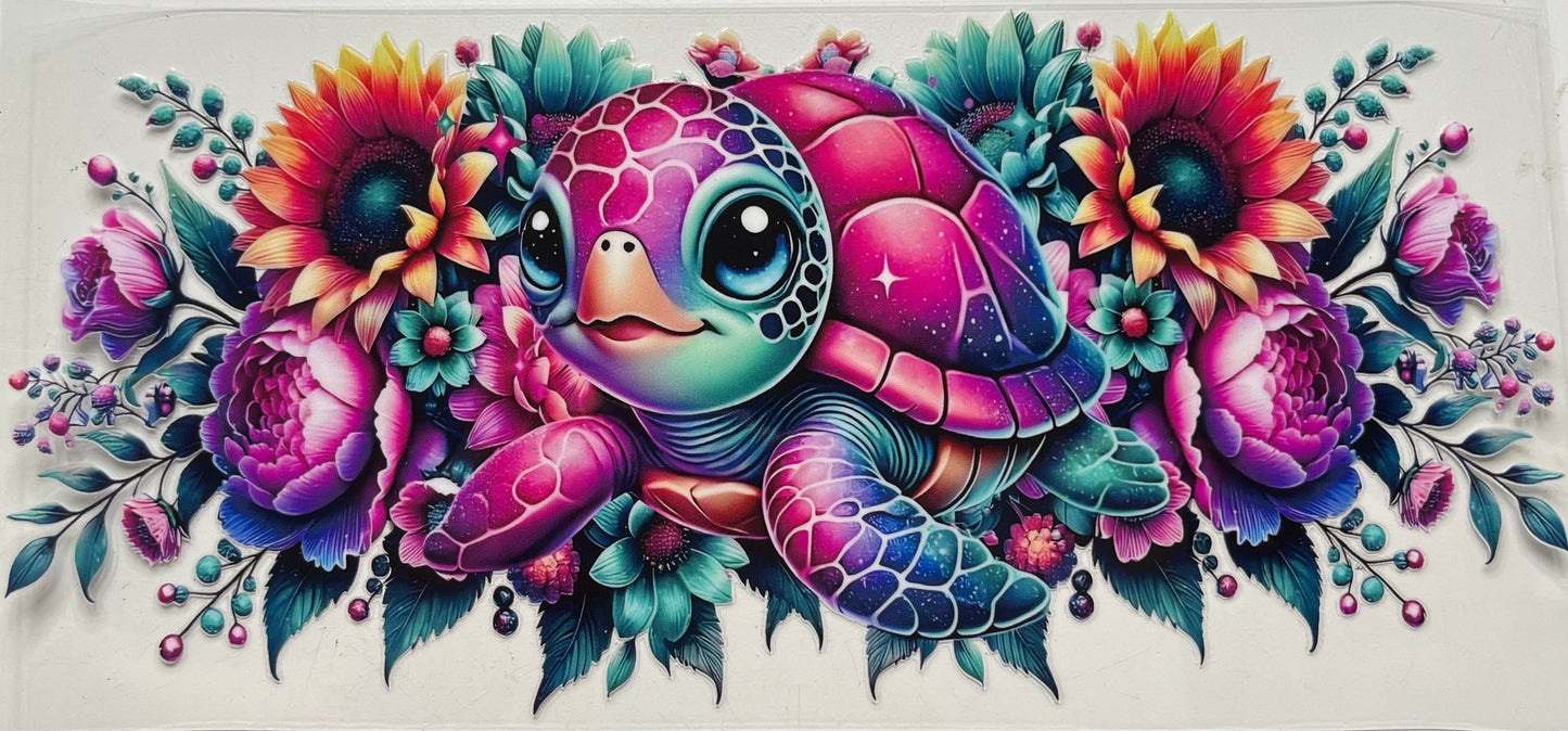 Baby Sea Turtle & Flowers