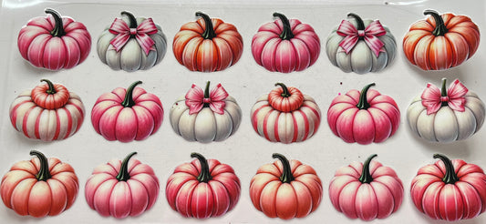 Pink & White Pumpkins With Bows