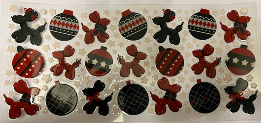 Red & Grey Balloon Dog Ornaments