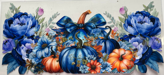 Blue Pumpkins and Bows with Flowers