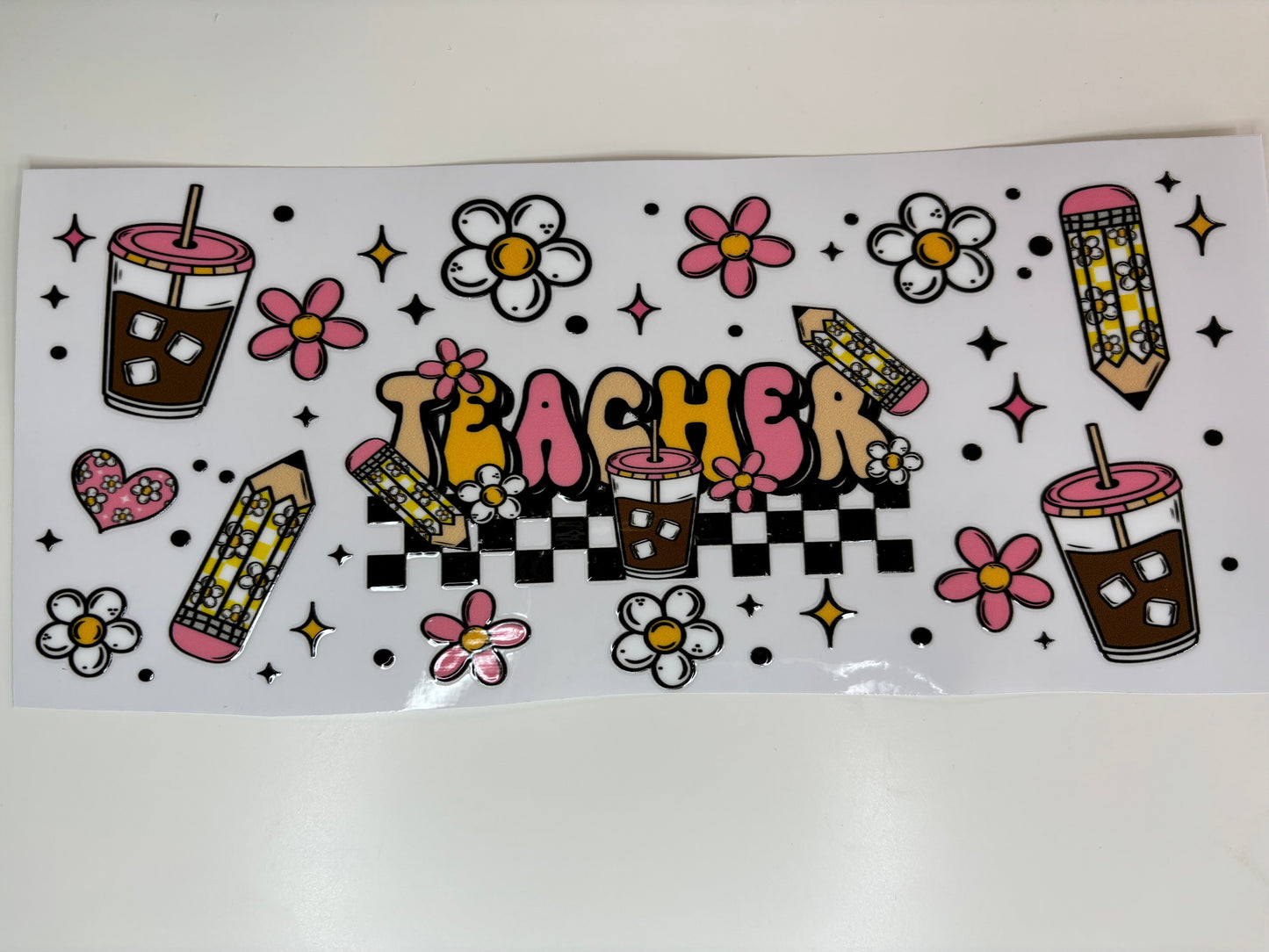 Teacher Checkered Flowers