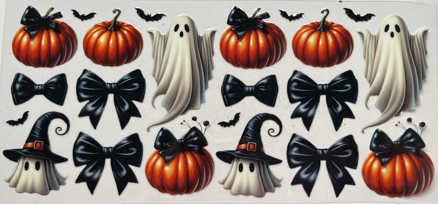 Black Bows Pumpkins and Ghosts