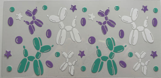 Teal, Purple and White Balloon Dog