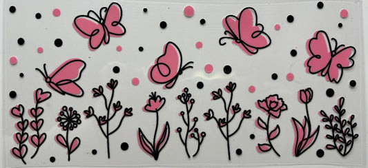 Pink Butterflies and Flowers