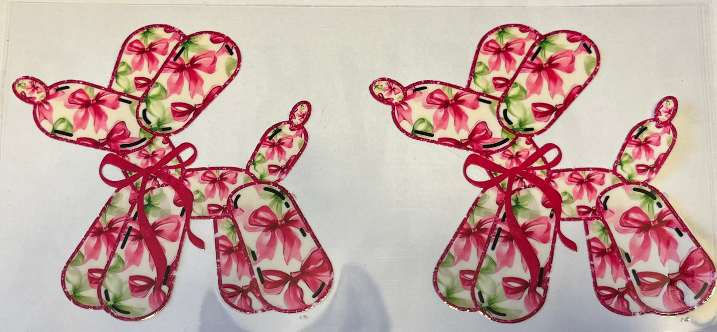 Pink & Green Bow Balloon Dog