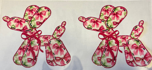 Pink & Green Bow Balloon Dog