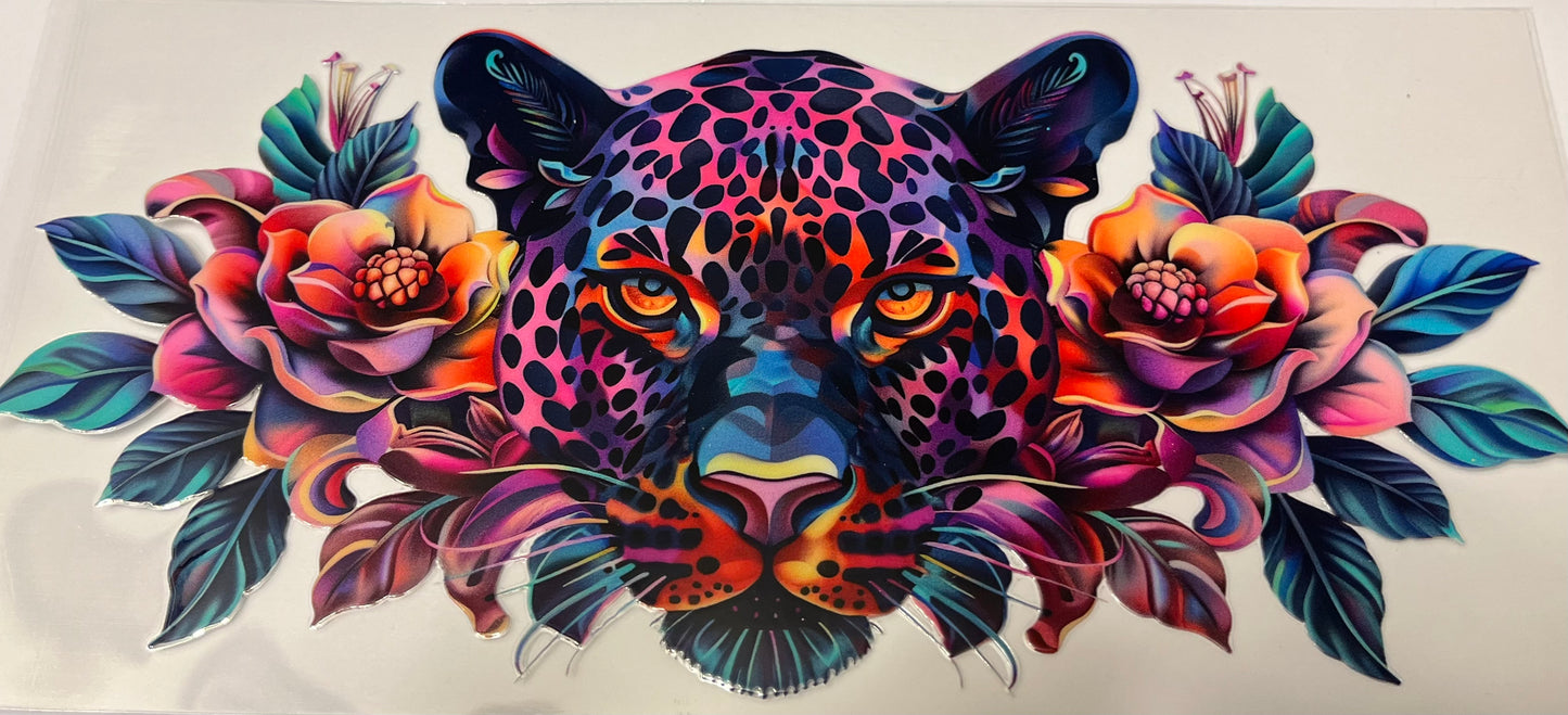 Colorful Leopard With Flowers