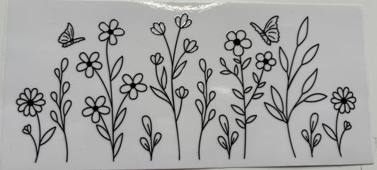 Black Flowers with Butterflies