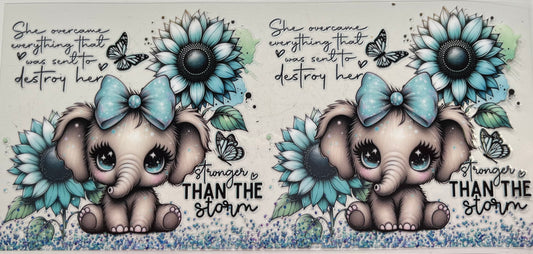 Baby Elephant With Blue Sunflowers Stronger Than The Storm