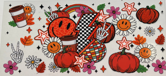 Smiley Face Daisies & Pumpkins Fall Vibes