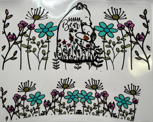 Mama Bear and Cub and Wild Flowers 40oz