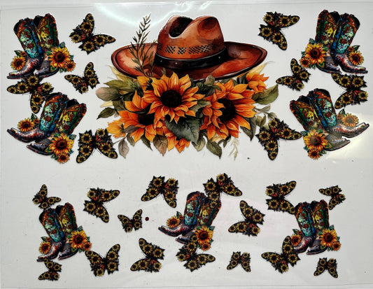 Western Boots Sunflowers and Butterflies 40oz