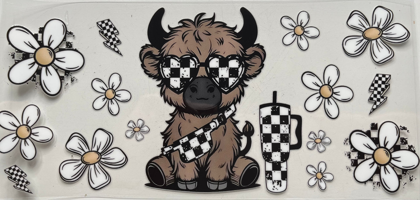 Baby Highland Cow Checkered Shades