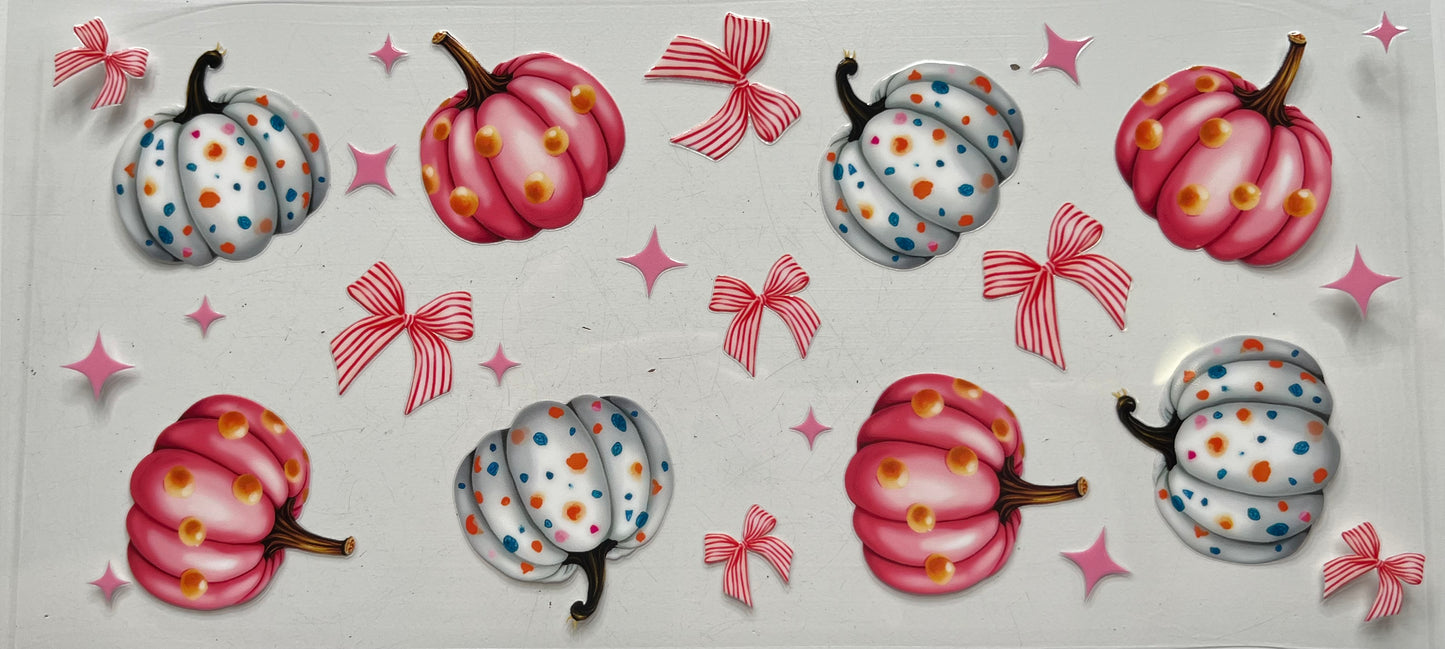 White & Pink Pumpkins With Bows