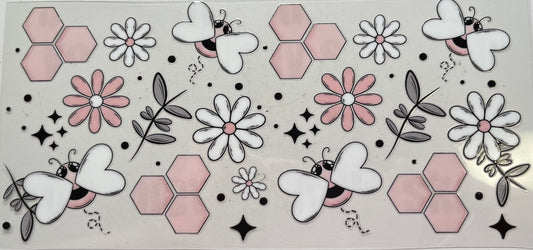 Neutral Color Bees Honeycomb & Flowers