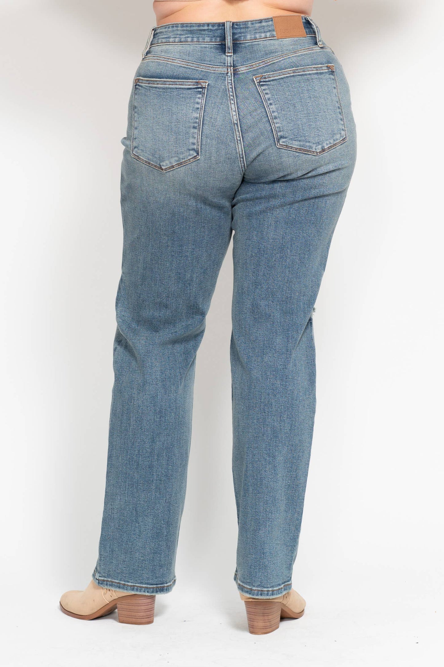 Judy Blue High Waisted Dad Straight Jean- PLUS
