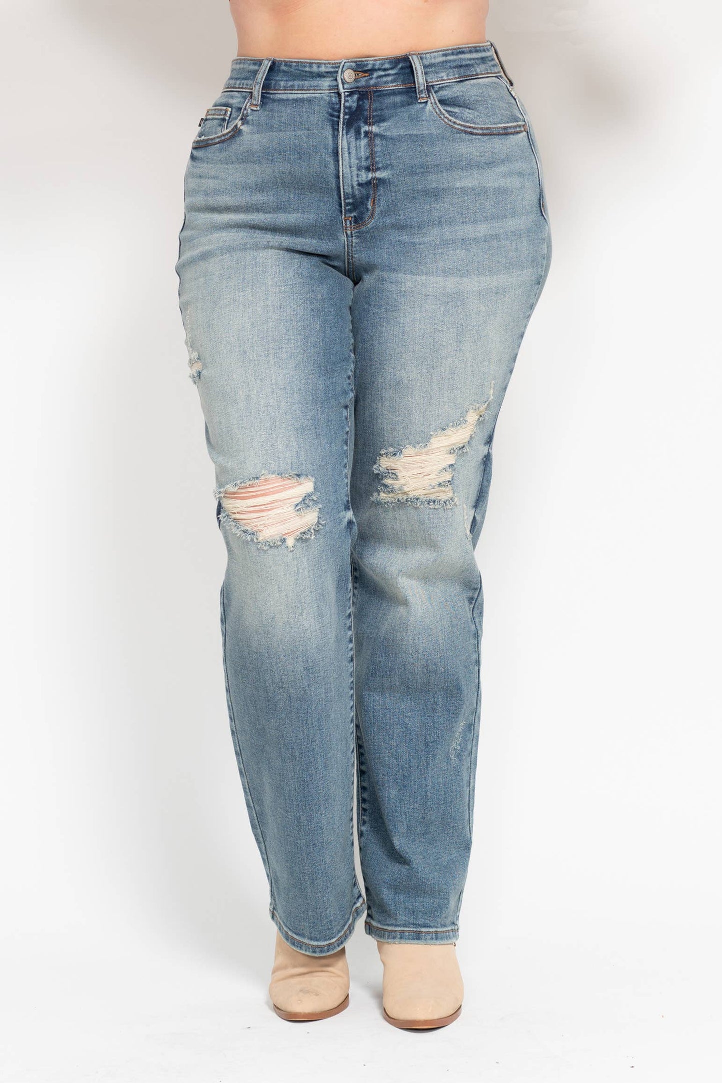 Judy Blue High Waisted Dad Straight Jean- PLUS