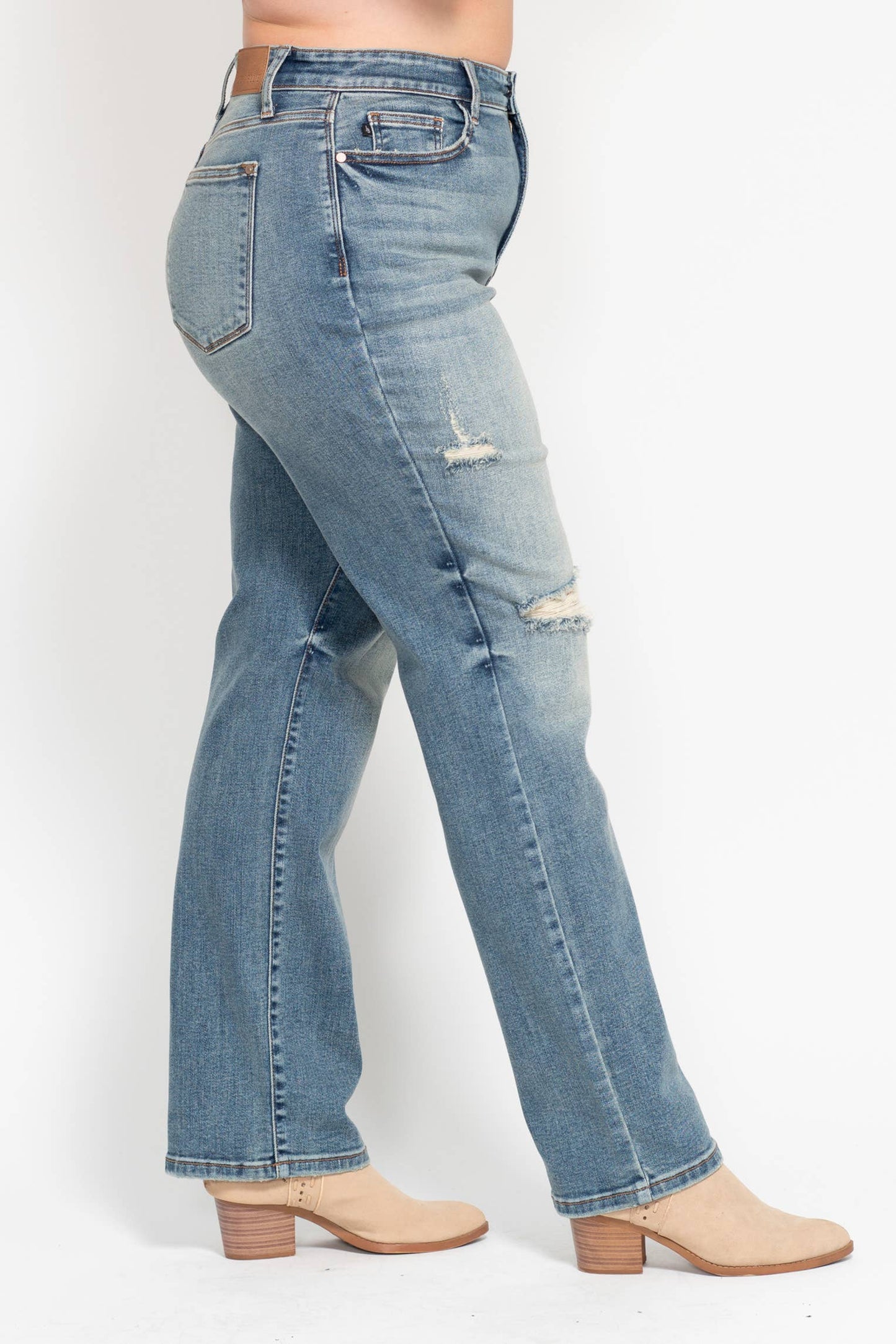 Judy Blue High Waisted Dad Straight Jean- PLUS